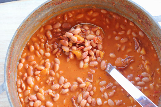 pinto-beans-peaches-bacon