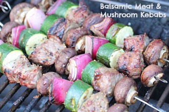 Balsamic Meat and Mushroom Kebabs