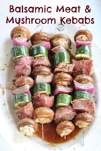 Meat and Mushroom Kebabs for Grill