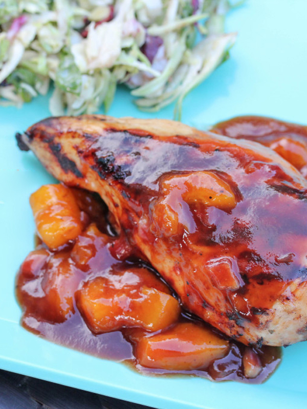 grilled pomegranate chicken with mango bbq sauce