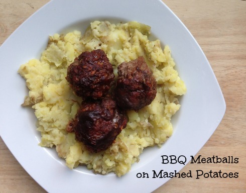 BBQ meatballs mashed potatoes