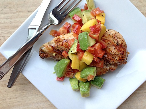 Grilled Chicken with Mango, Avocado Salsa