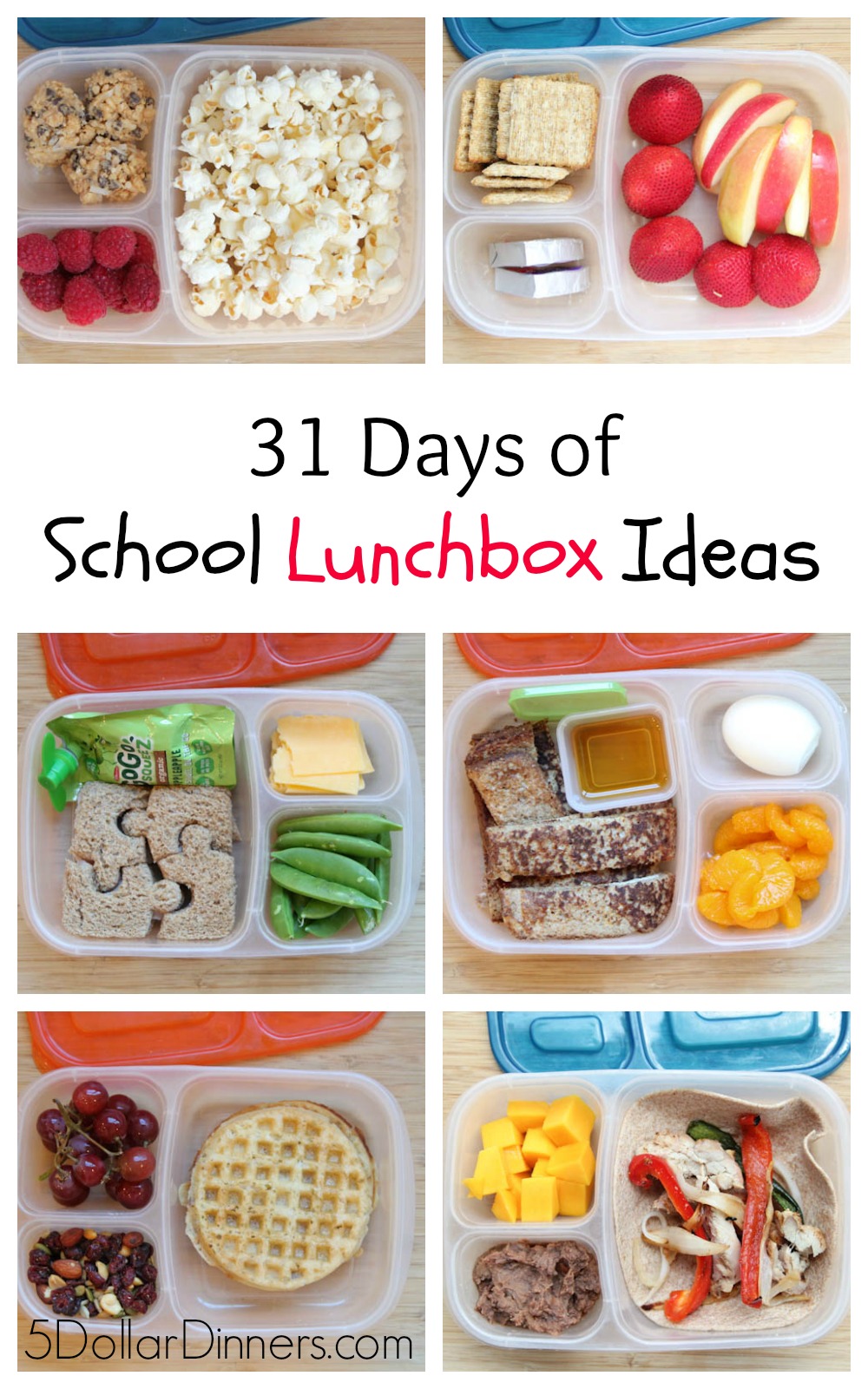 31 Days of School Lunchbox Ideas | 5DollarDinners.com