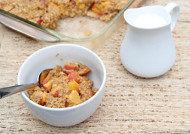 Baked Oatmeal with Peaches & Cream