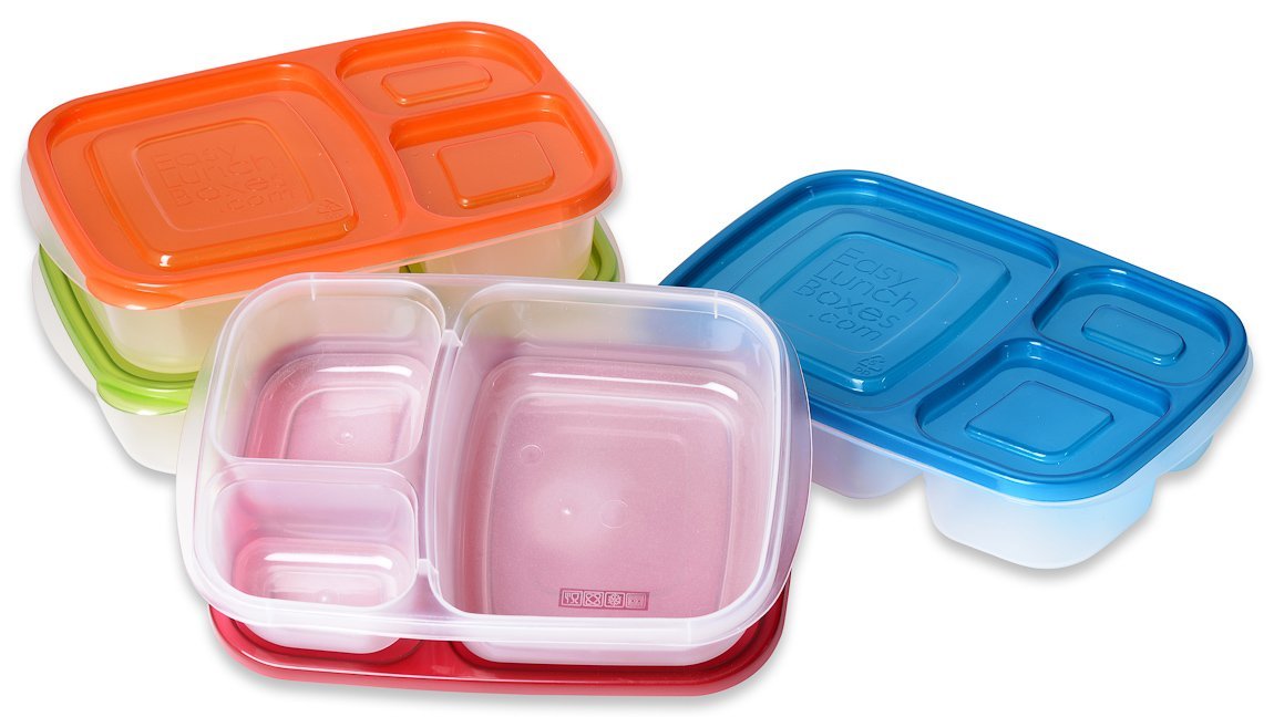 Easylunchboxes 3-Compartment Bento Lunch Box Containers Set of 4 Classic