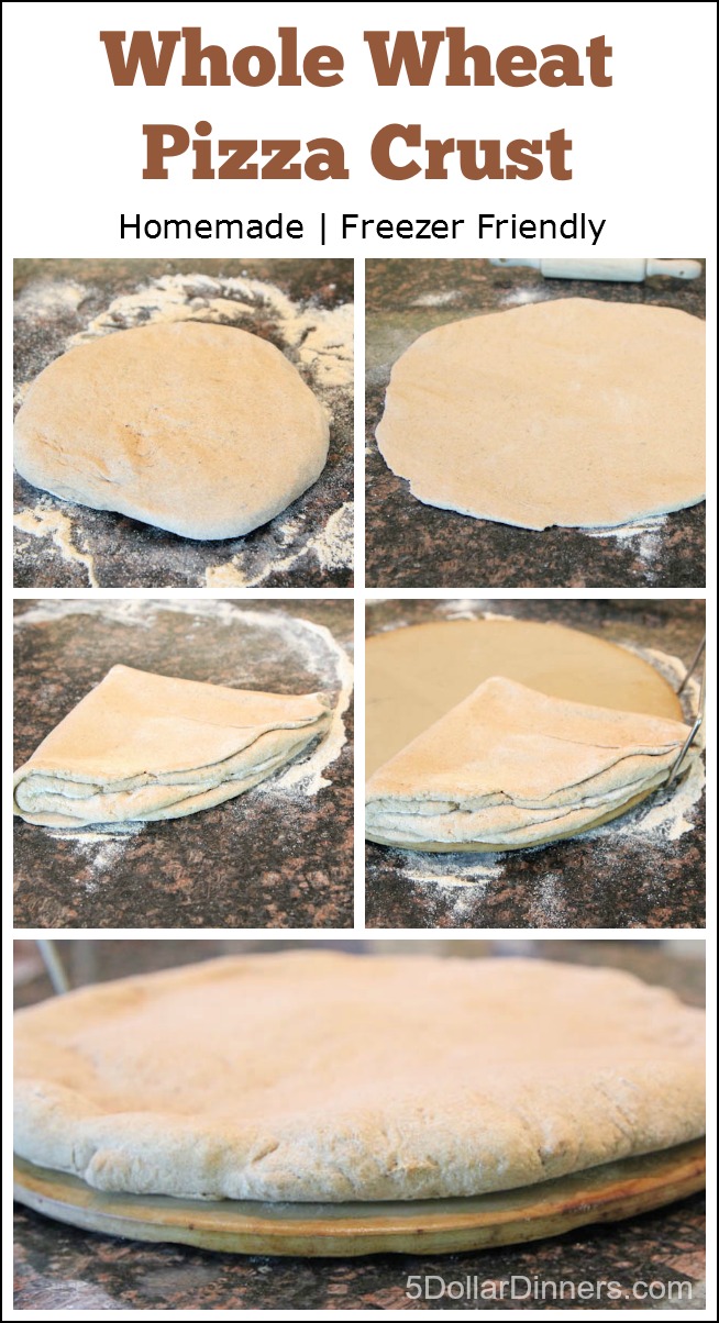 Homemade Whole Wheat Freezer Friendly Pizza Crust from 5DollarDinners.com