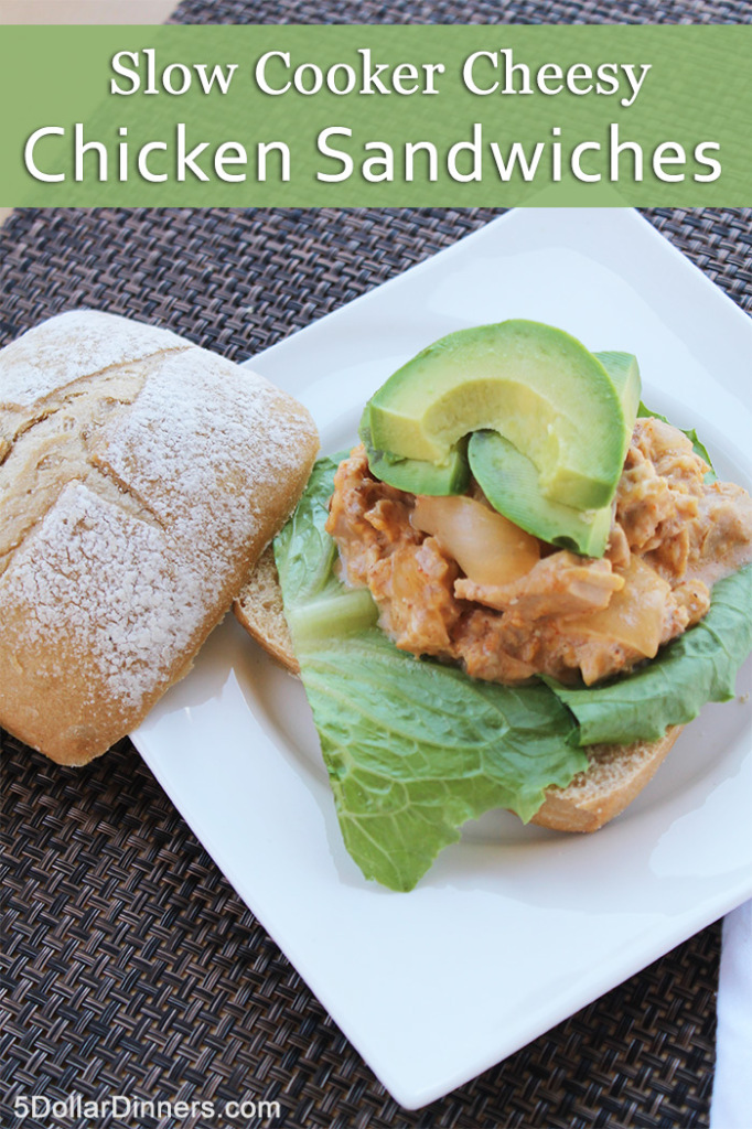 Slow Cooker Cheesy Chicken Sandwiches | 5DollarDinners.com