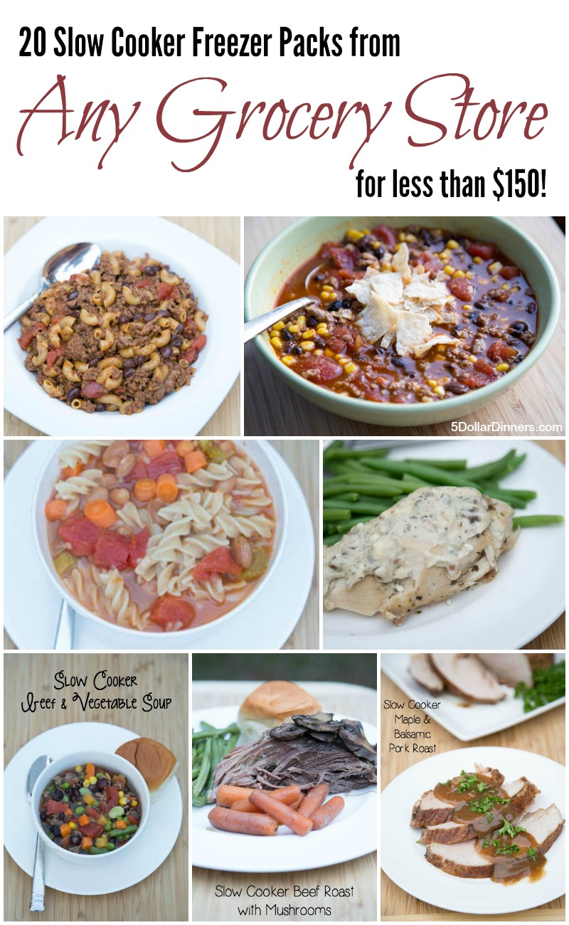 20 Slow Cooker Freezer Packs from any Grocery Store | 5DollarDinners.com