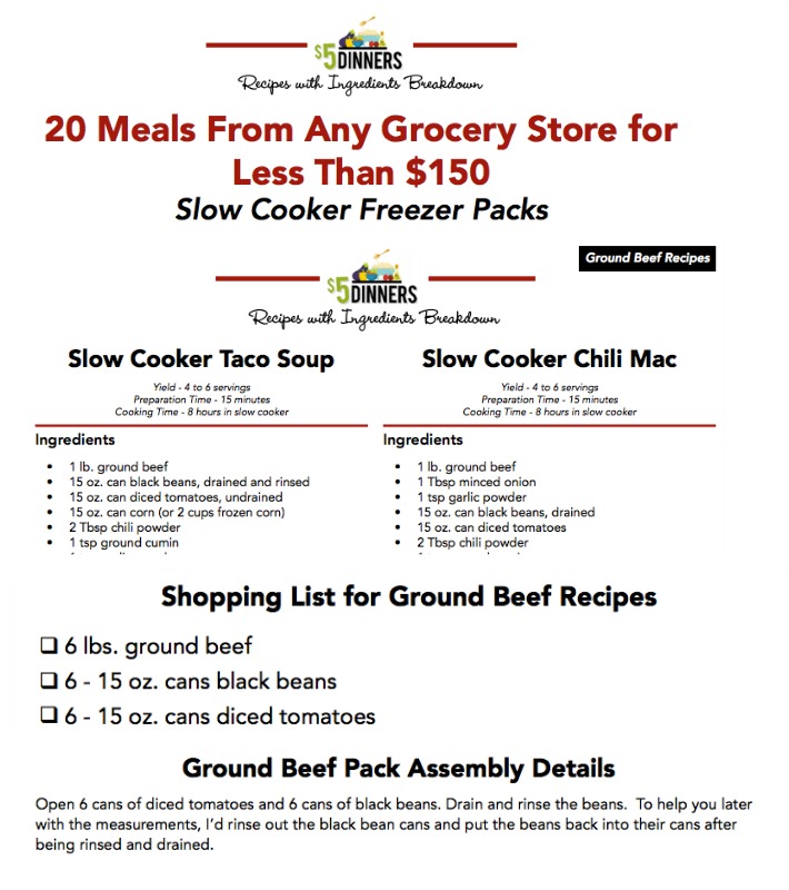 Any Grocery Store Meal Plan Printable Download