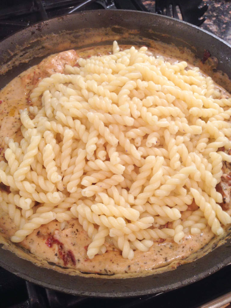 Creamy Chicken, Sundried Tomato & Pasta Skillet Dinner-10