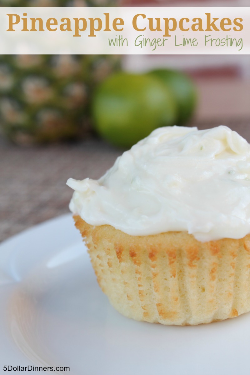 Pineapple Cupcakes with Ginger Lime Frosting | 5DollarDinners.com