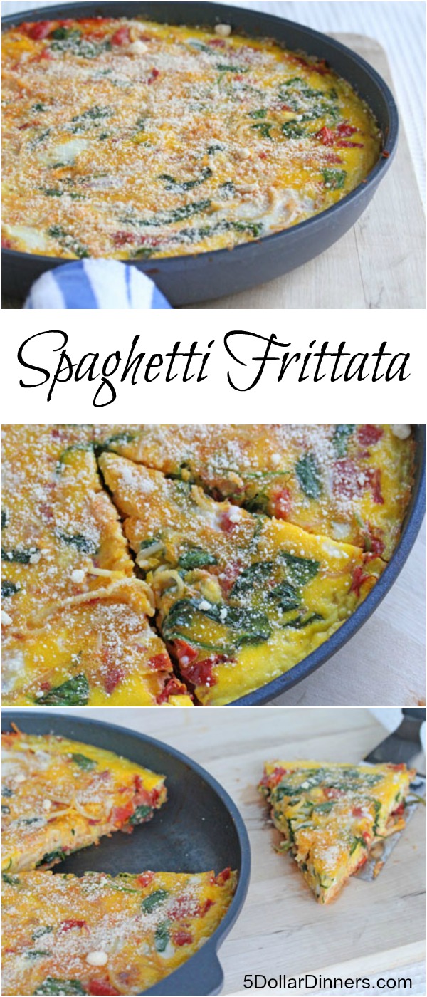 Spaghetti Frittata ~ easy skillet dinner | 5DollarDinners.com