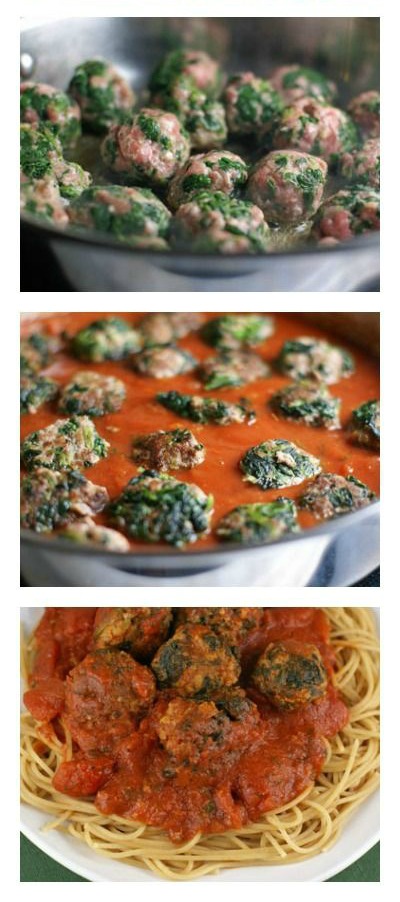 Spinach Meatballs with Spaghetti | 5DollarDinners.com