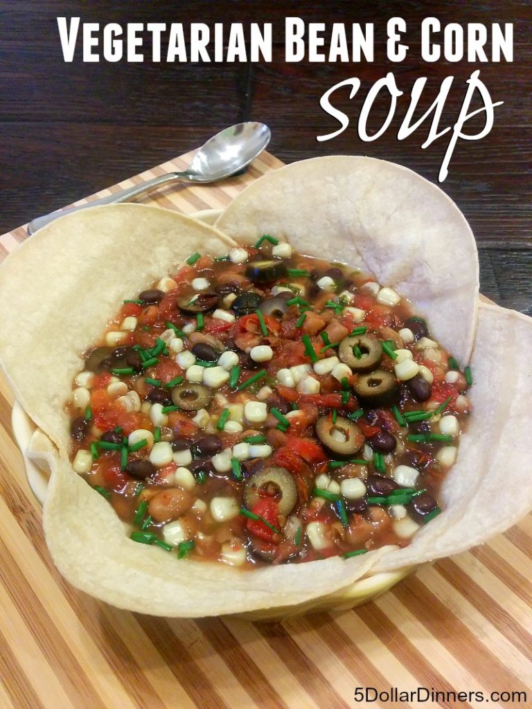 Vegetarian Bean & Corn with Salsa Soup | 5DollarDinners.com