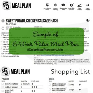 Sample Meal Plan Paleo from $5 Meal Plan | 5DollarMealPlan.com/Join