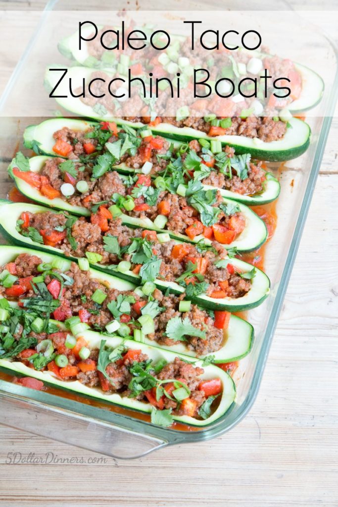 Paleo Taco Zucchini Boats Recipe | 5DollarDinners.com