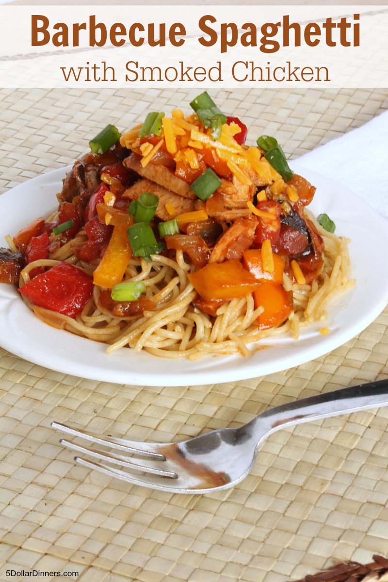 Barbecue Spaghetti with Smoked Chicken | 5DollarDinners.com