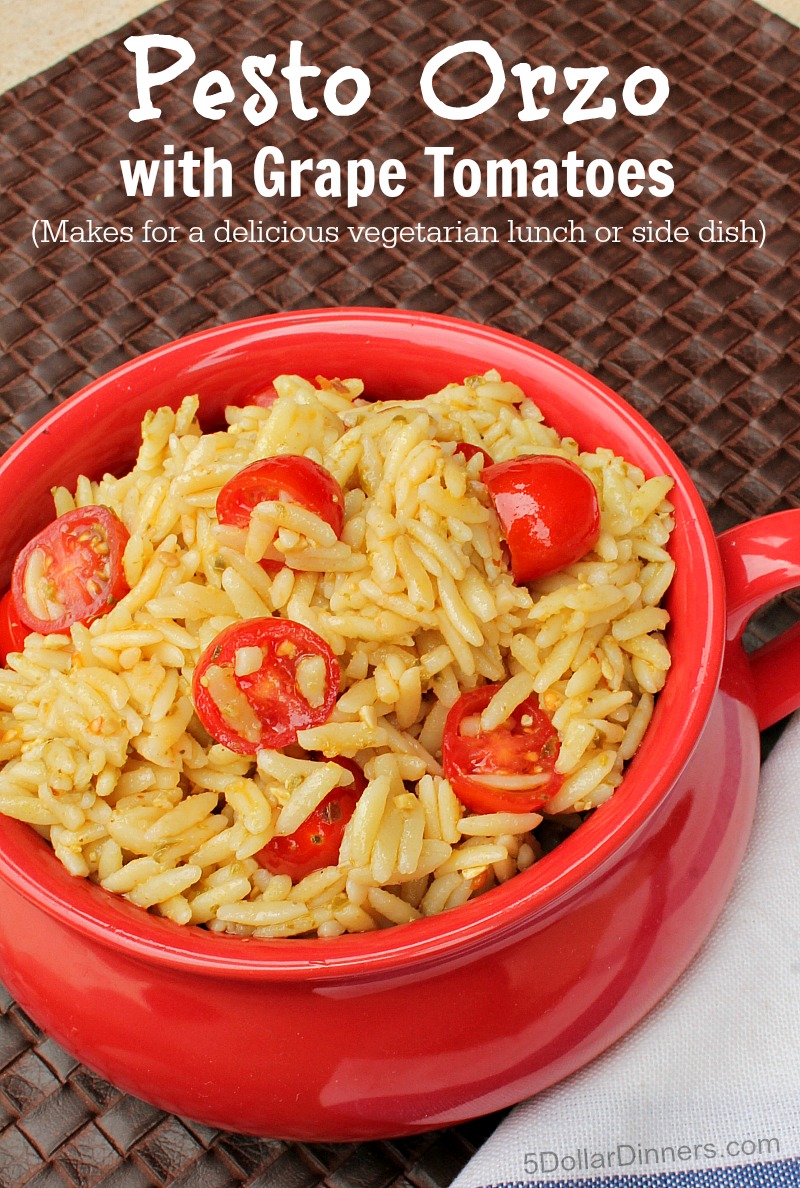 Pesto Orzo with Grape Tomatoes from 5DollarDinners.com