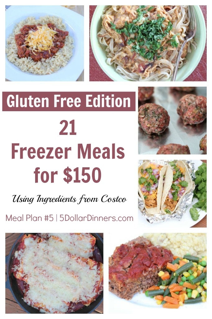Gluten Free 21 Freezer Meals for $150 Meal Plan #5 from 5DollarDinners.com
