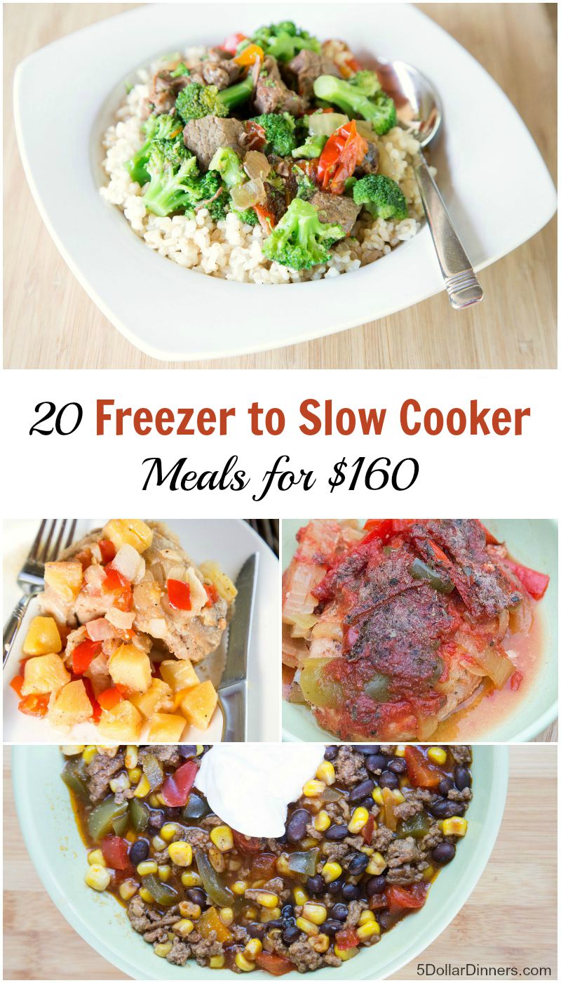 20 Freezer to Slow Cooker Meals for 160