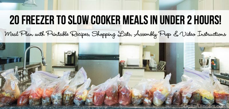 20 Freezer to Slow Cooker Meals from $5 Dinners