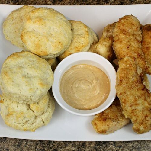 Homemade Chicken and Biscuits with Barbecue Fry Sauce Recipe