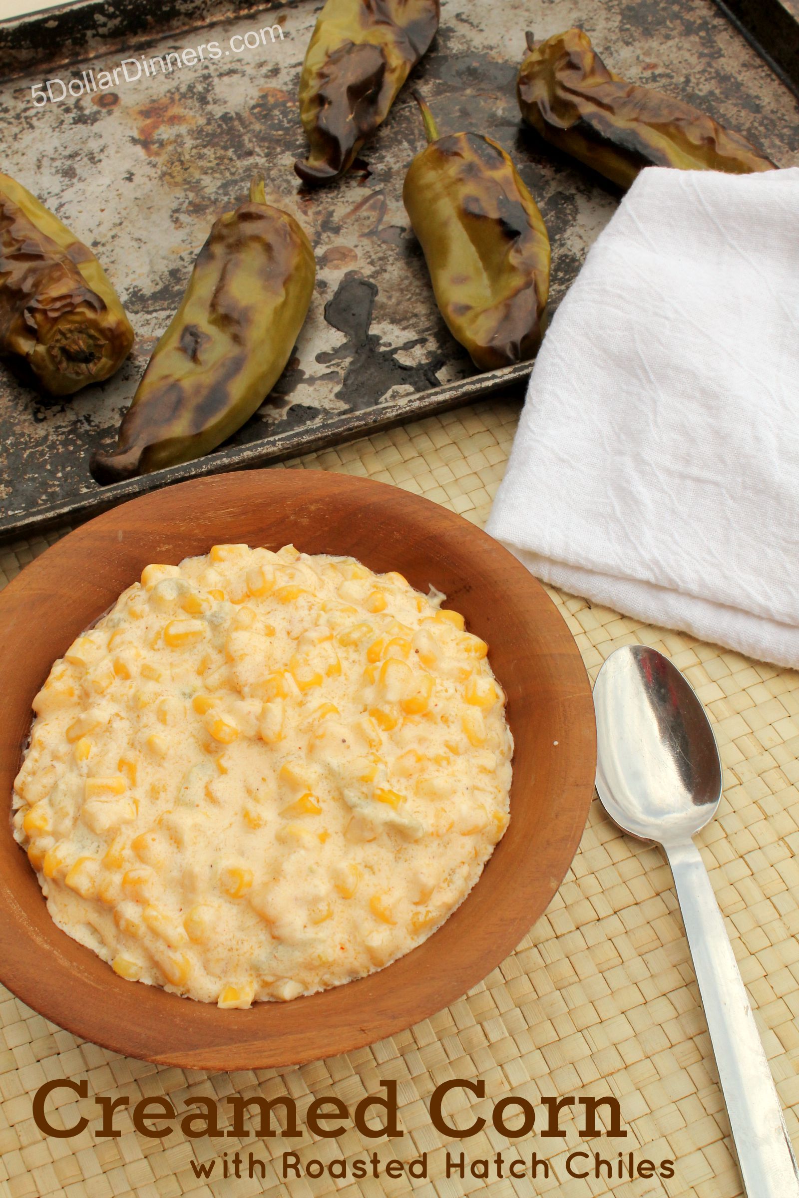 Creamed Corn with Roasted Hatch Chiles from 5DollarDinners.com