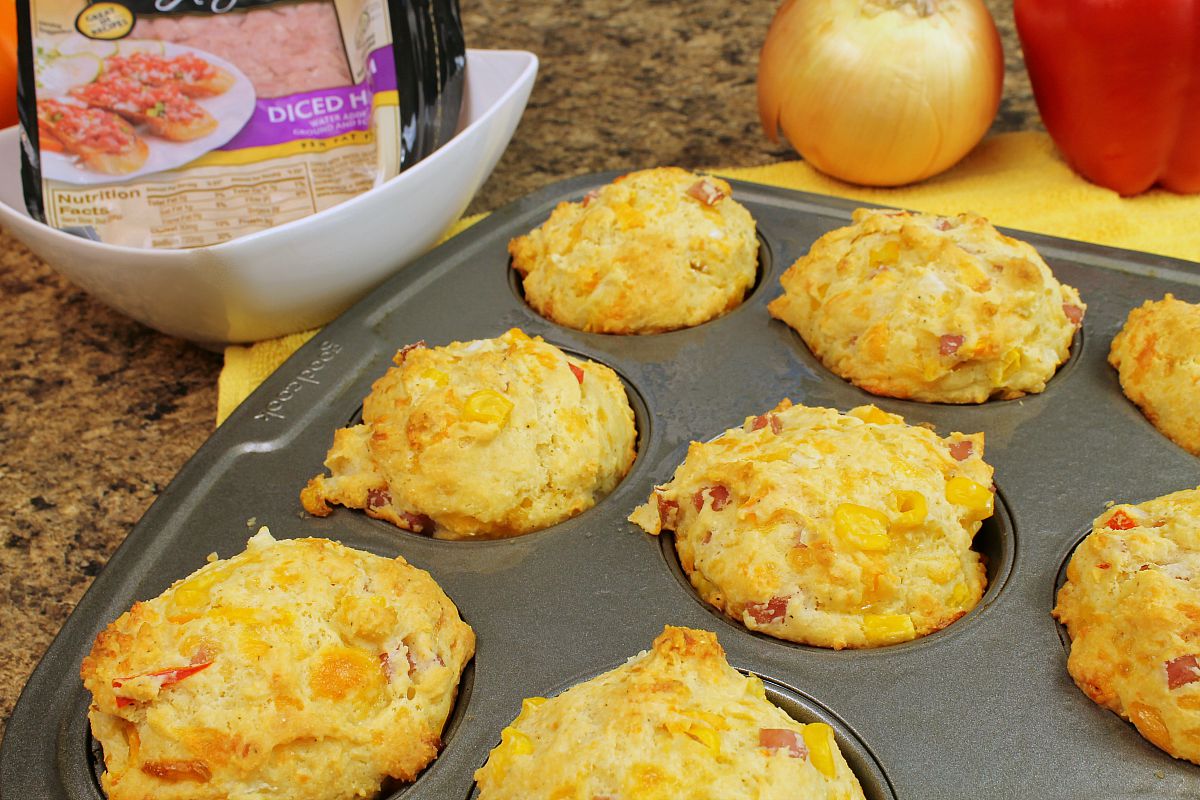 Ham and Cheese Muffins with Smithfield Anytime Favorites Diced Ham7