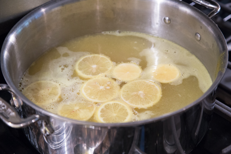 Lemon Chicken Soup with Kale & Quinoa Simmering