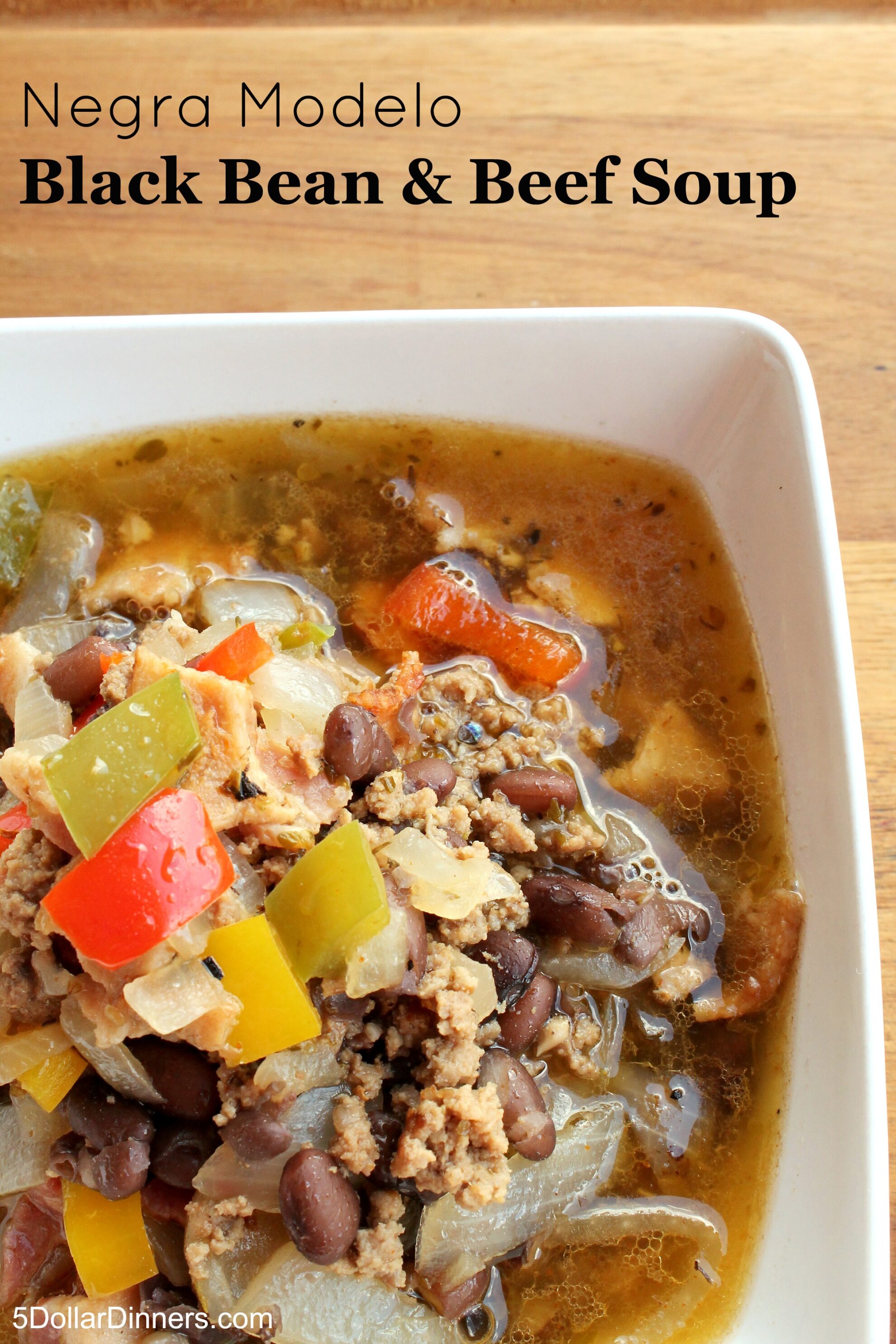 Negra Modelo Black Bean and Beef Soup from 5DollarDinners.com