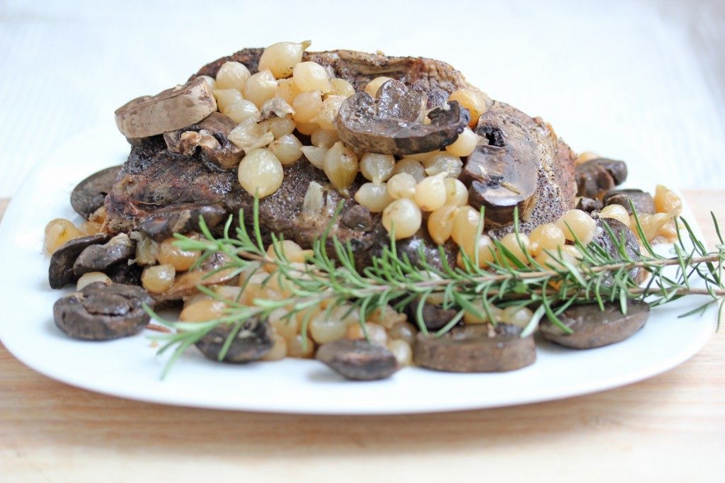 Recipe for Beef Roast with Mushrooms and Pearled Onions