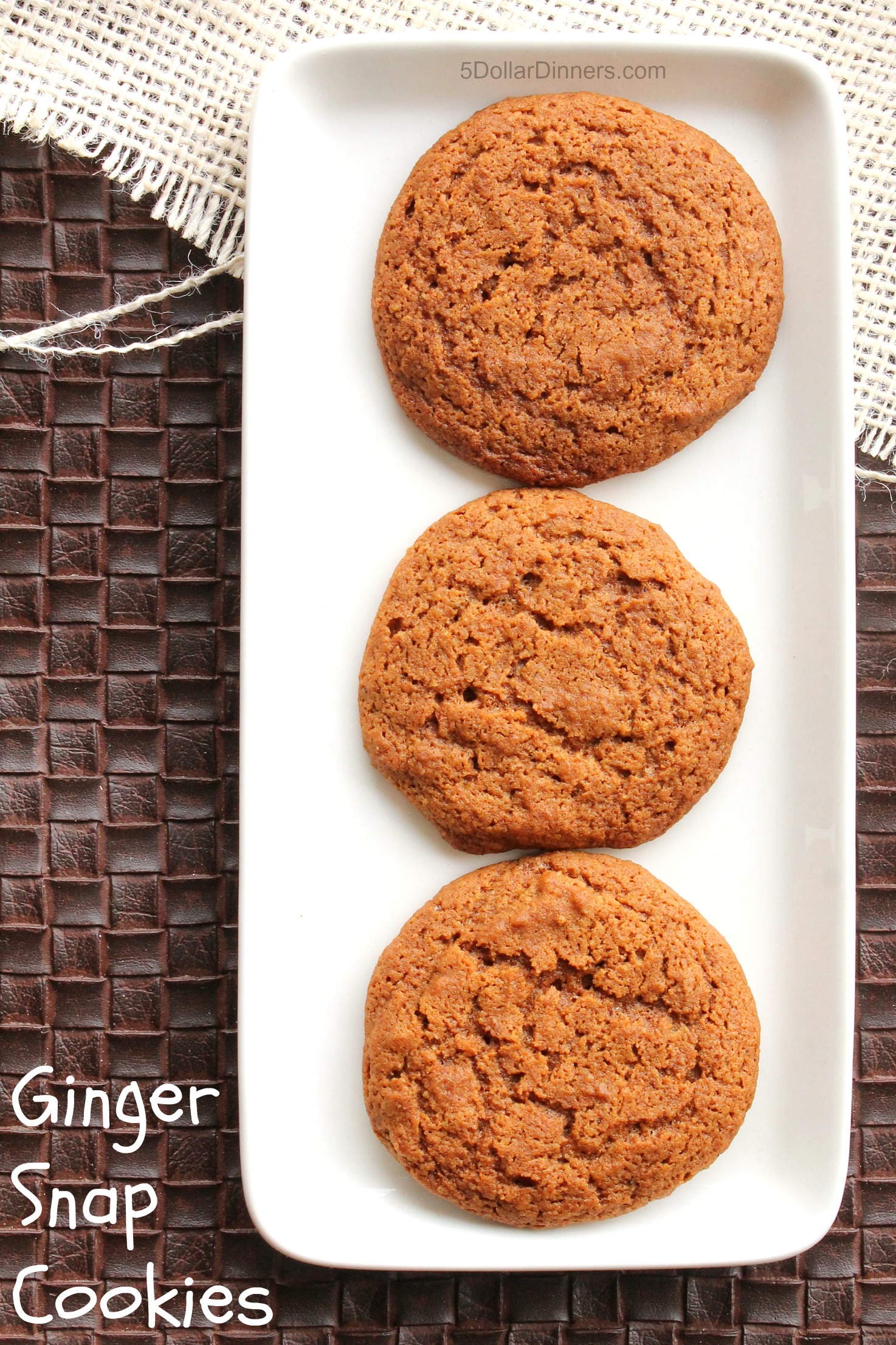 Homemade Ginger Snap Cookies from 5DollarDinners.com