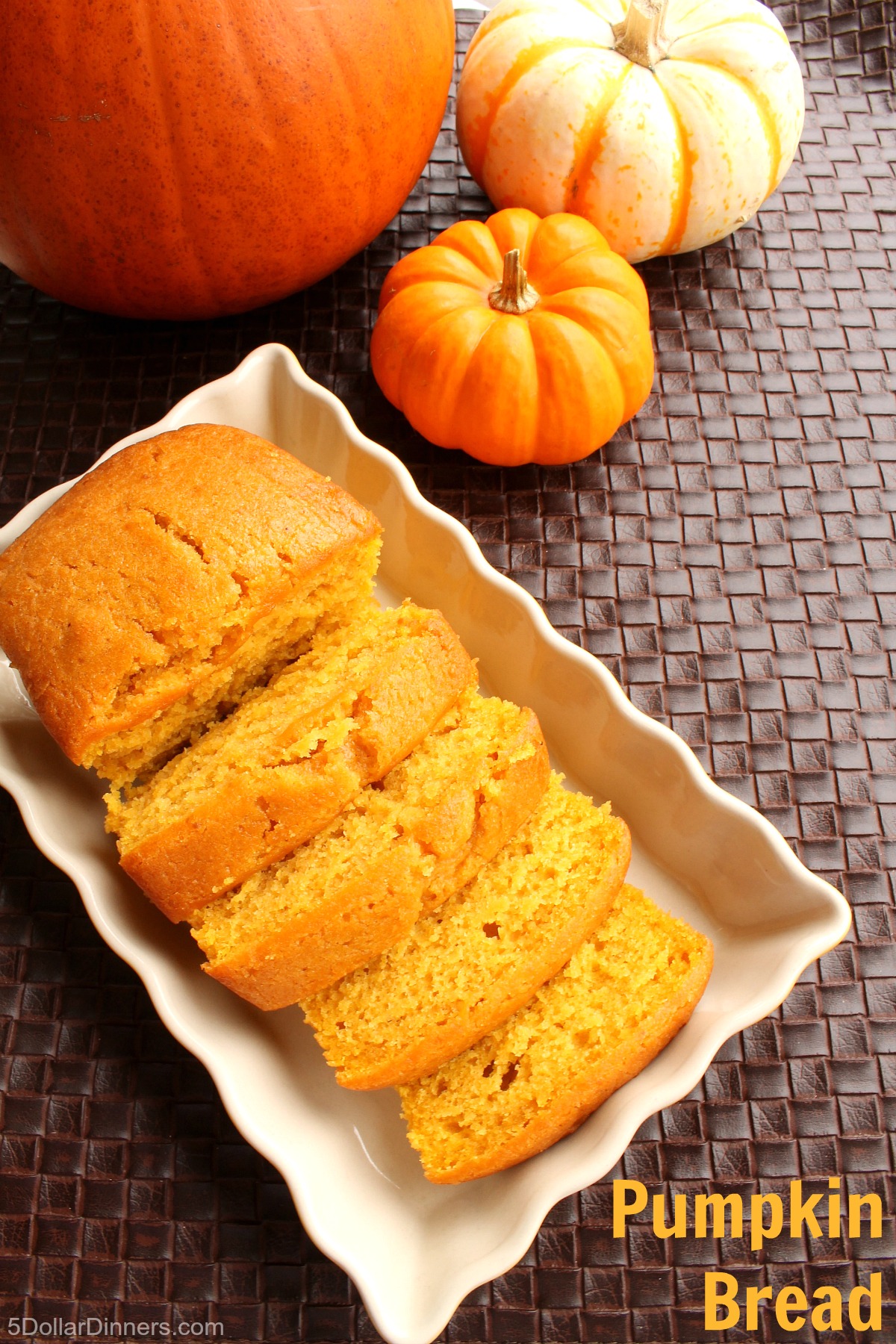 Homemade Pumpkin Bread from 5DollarDinners.com