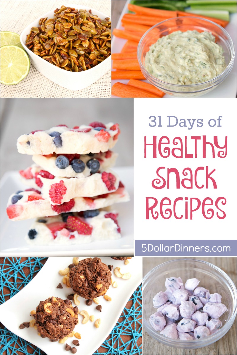 31 Days of Healthy Snack Recipes from 5DollarDinners.com