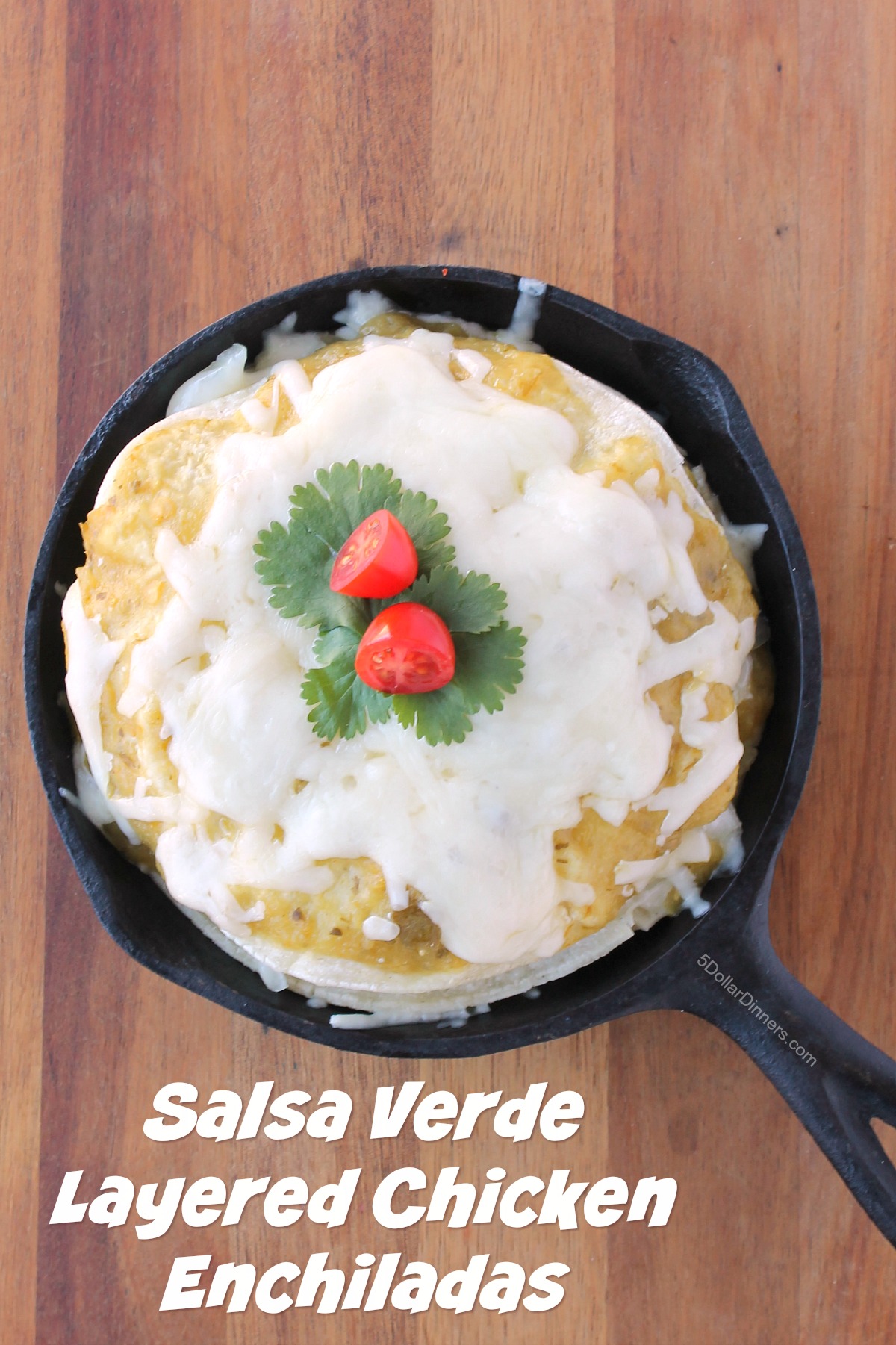 Salsa Verde Layered Chicken Enchiladas from 5DollarDinners.com