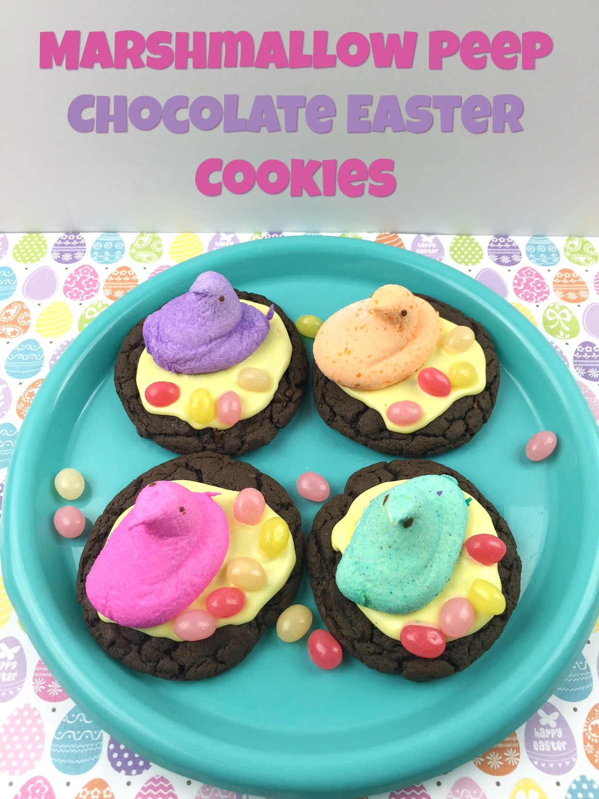 Marshmallow Peep Chocolate Easter Cookies from 5DollarDinners.com