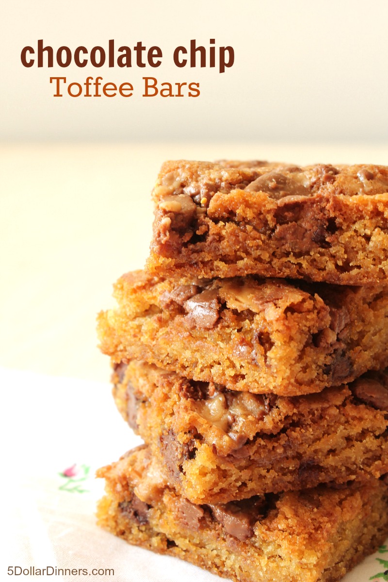 Chocolate Chip Toffee Bars from 5DollarDinners.com