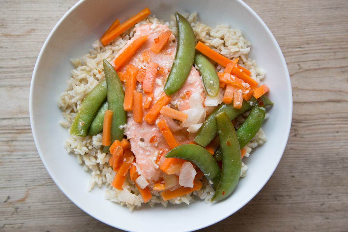 Slow Cooker Sweet Chili Salmon and Veggies