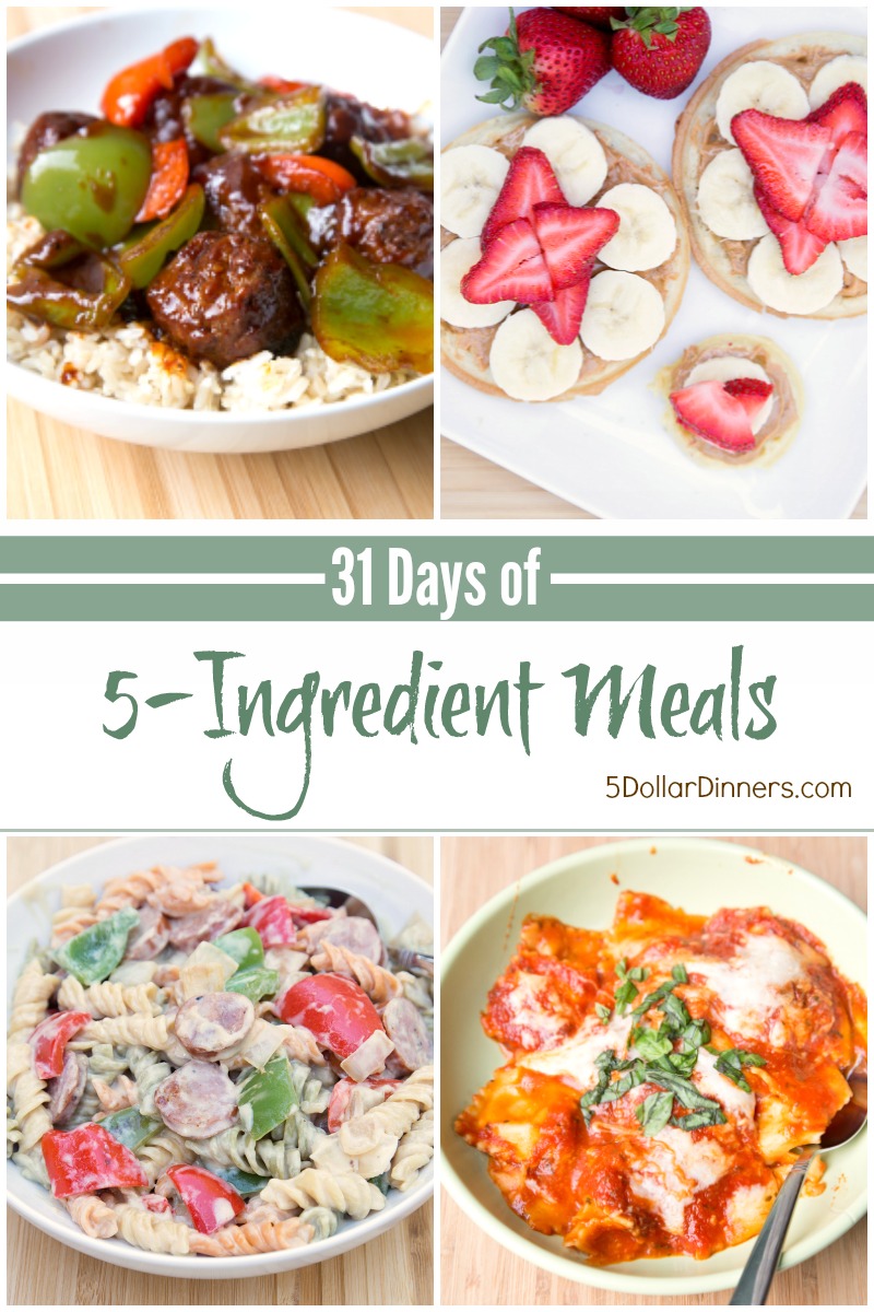 31 Days of 5 Ingredient Meals from 5DollarDinners.com