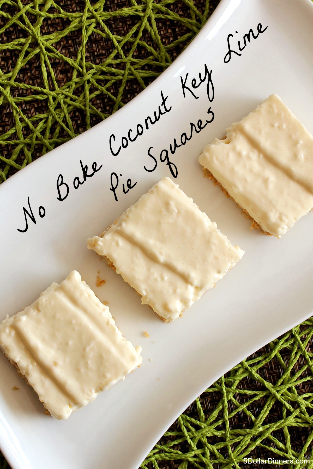 No Bake Coconut Key Lime Pie Squares Recipe from 5DollarDinners.com