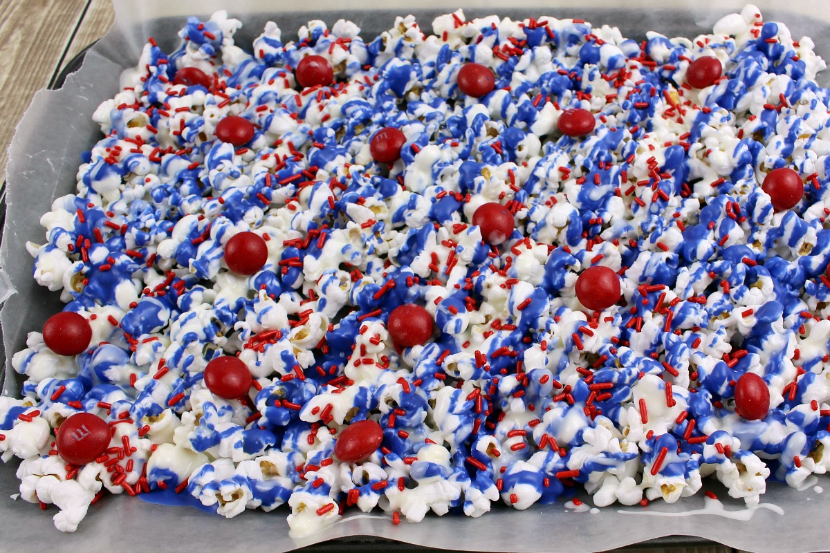 Patriotic White Chocolate Popcorn Recipe from 5DollarDinners.com