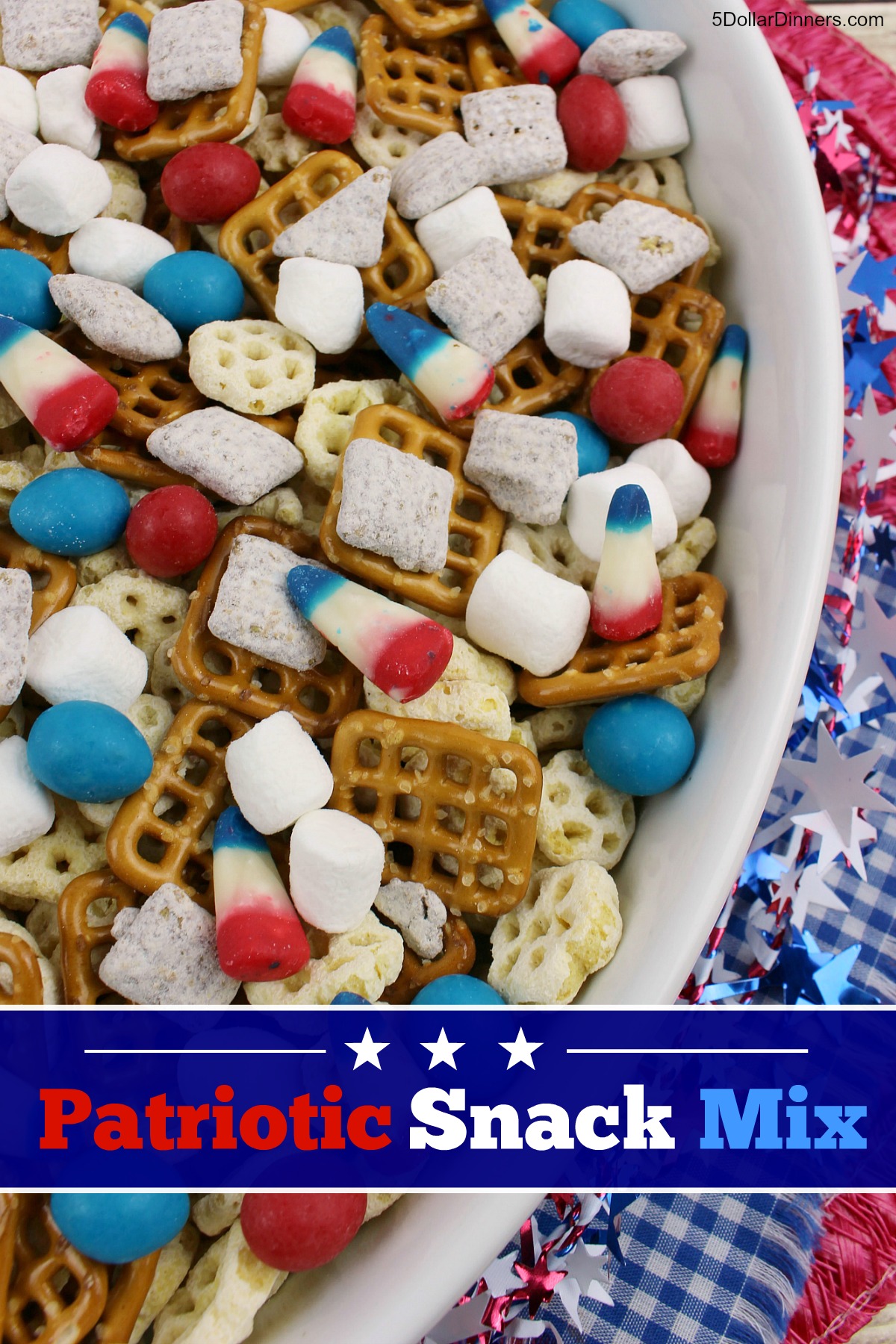 Patriotic Snack Mix Recipe from 5DollarDinners.com