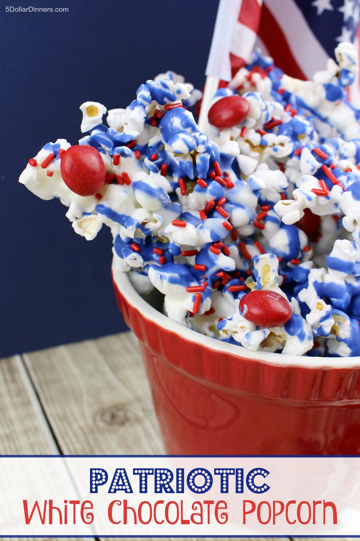 Patriotic White Chocolate Popcorn Recipe from 5DollarDinners.com