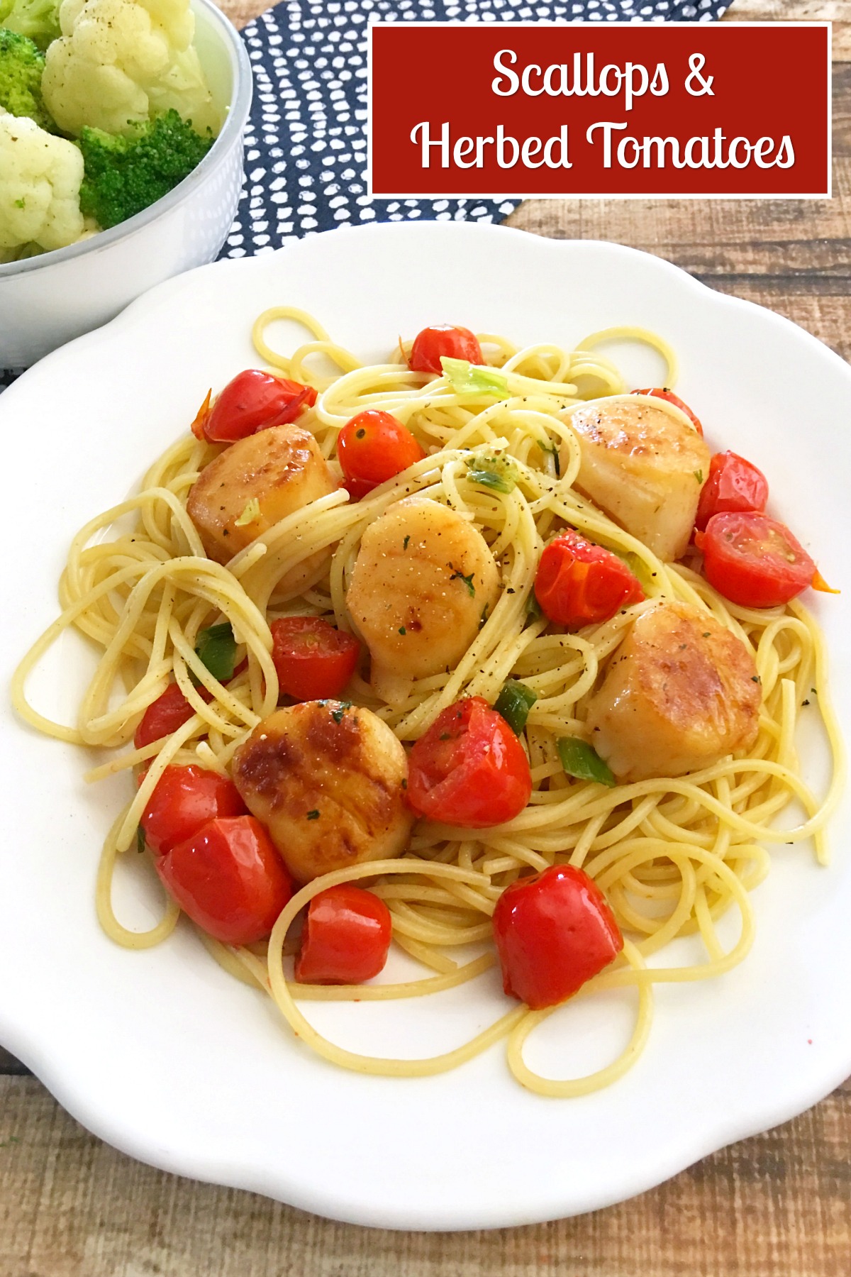 Freezer Friendly Scallops and Herbed Tomatoes ~ quick & easy skillet dinner from 5DollarDinners.com