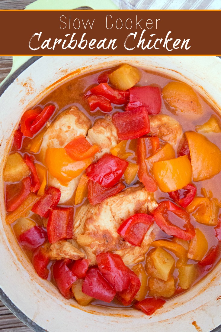 Easy freezer friendly Slow Cooker Caribbean Chicken recipe from 5DollarDinners.com