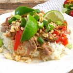 Slow Cooker Shredded Pork with Thai Peanut Sauce from 5DollarDinners.com