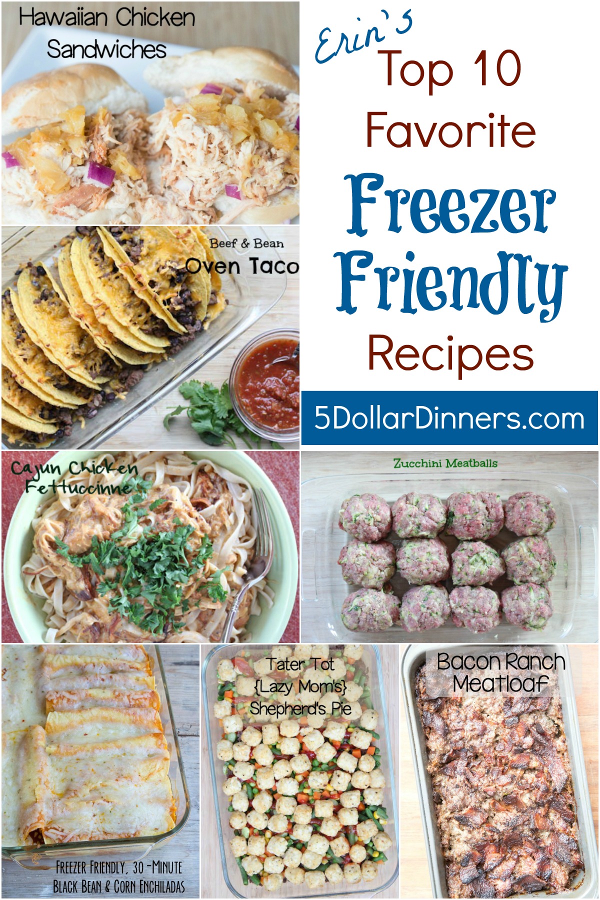 Top 10 Favorite Freezer Friendly Recipes from 5DollarDinners.com