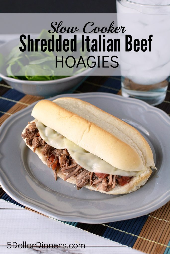 Slow Cooker Shredded Italian Beef Hoagies 5 Dinners