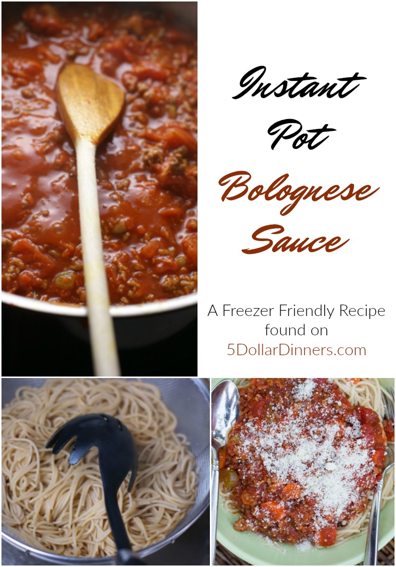 Freezer Friendly Instant Pot Bolognese Sauce from 5DollarDinners.com