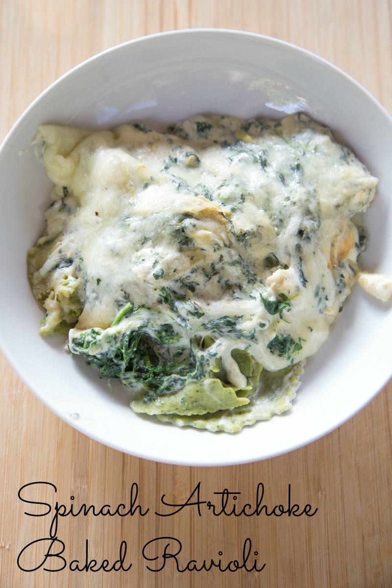 spinach artichoke baked ravioli